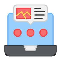 Message bot inside laptop, concept of online chat icon vector