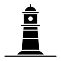 A sea navigational building, icon of lighthouse vector