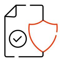 Folded paper with shield, concept of secure file icon vector