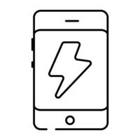 Bolt inside smartphone, icon of mobile charging vector