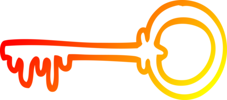 warm gradient line drawing of a cartoon old key png