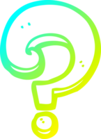 cold gradient line drawing of a cartoon question mark png