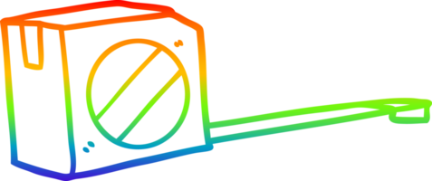 rainbow gradient line drawing of a cartoon tape measure png