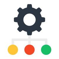 Gear with nodes showcasing concept of network setting vector