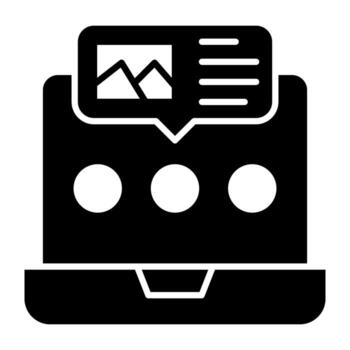 Message bot inside laptop, concept of online chat icon vector