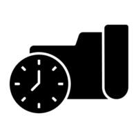 Icon of clock with document, filled design of project time vector