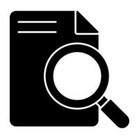 Folded document under magnifying glass, icon of search paper vector