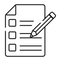 Paper with pencil showcasing checklist icon vector