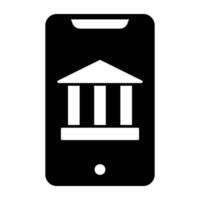 Bank inside smartphone denoting concept of mobile banking vector