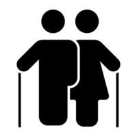 Old couple icon, editable vector