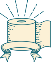 scroll banner with tattoo style toilet paper png