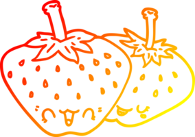 warm gradient line drawing of a cartoon strawberries png