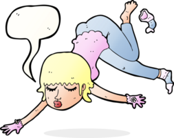 cartoon woman floating with speech bubble png