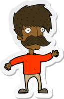 sticker of a cartoon man with mustache waving png