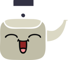flat color retro cartoon of a kettle png