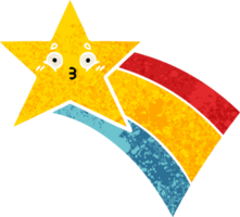 retro illustration style cartoon of a shooting rainbow star png