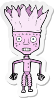 sticker of a funny cartoon robot wearing crown png