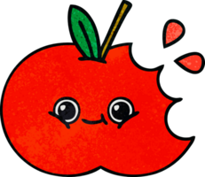 retro grunge textura dibujos animados de un manzana png