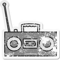 hand drawn distressed sticker cartoon doodle of a distressed sticker cassette player png