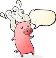 cochon dessin animé malodorant avec bulle de dialogue png