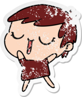 hand drawn distressed sticker cartoon of cute kawaii short haired girl png