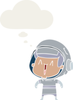 cartoon astronaut man with thought bubble in retro style png