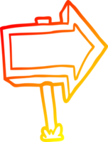 warm gradient line drawing of a cartoon pointing arrow sign png