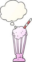 cartoon milkshake with thought bubble in smooth gradient style png