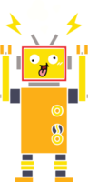 flat color retro cartoon of a malfunctioning robot png