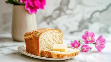 AI generated Bread and butter, homemade baking and traditional food, country life photo