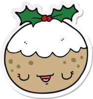 sticker of a cute cartoon christmas pudding png