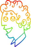 rainbow gradient line drawing of a cartoon man face png