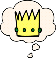 tecknad serie krona med trodde bubbla i komisk bok stil png