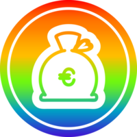 geld zak circulaire icoon met regenboog helling af hebben png