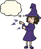 cartoon witch casting spell with thought bubble png