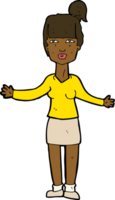 cartoon woman shrugging shoulders png