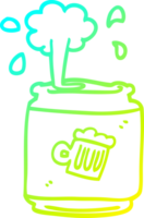 cold gradient line drawing of a cartoon can of beer png