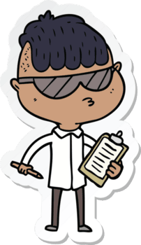 adesivo de um menino de desenho animado usando óculos escuros png