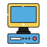 A flat design icon of computer vector