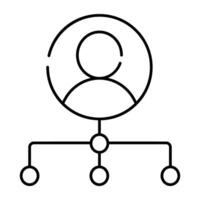 Avatar connected with nodes, icon of user network vector