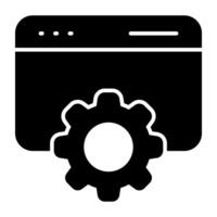 Gear on webpage denoting concept of web setting icon vector