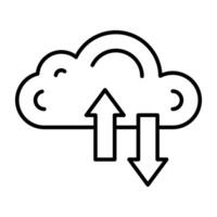 Two way arrows with cloud, icon of cloud data transfer vector
