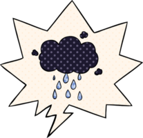 cartoon cloud raining with speech bubble in comic book style png