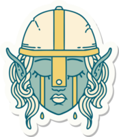 sticker of a crying elven fighter character face png