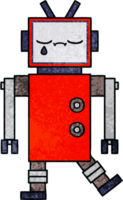 retro grunge texture cartoon of a robot png