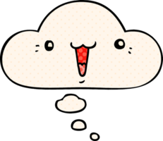 cute cartoon face with thought bubble in comic book style png