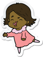 sticker of a cartoon girl pulling face png