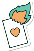 sticker of tattoo in traditional style of a flaming card png