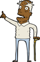 cartoon old man with walking stick png