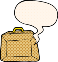 cartoon budget briefcase with speech bubble in comic book style png